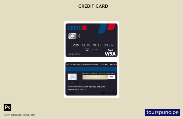 listo para imprimir plantilla de tarjeta visa bancaria de Austria Erste Group